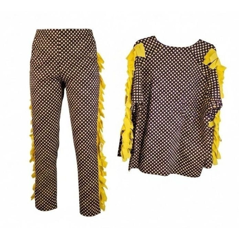 YaCajun  LSU  Purple and Yellow Polka Dot  Set with Yellow Fringe Trim Size LGO